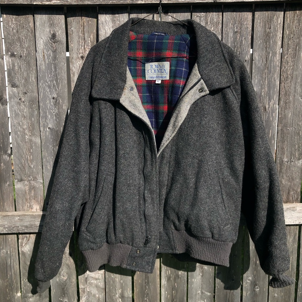 Men's Charcoal Wool Bomber Jacket